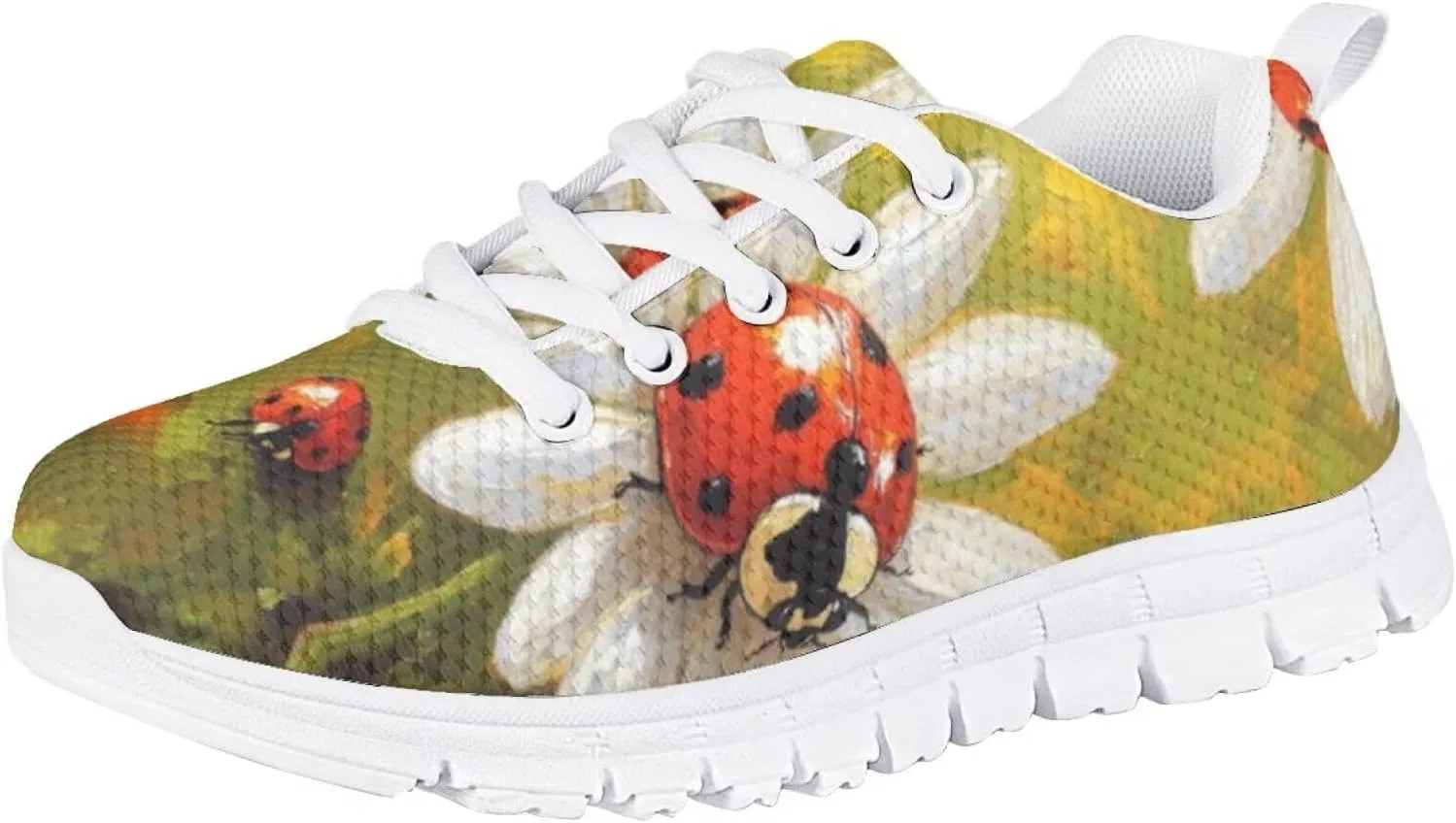 Детские кроссовки с принтом Forchrinse, Red Ladybug Daisy Oil Painting