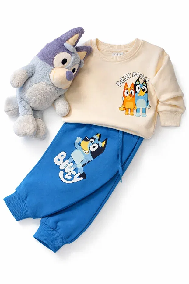 Детский спортивный комплект с принтом Bluey Printed Tracksuit Set Lokukids, Blue-White — фото 2