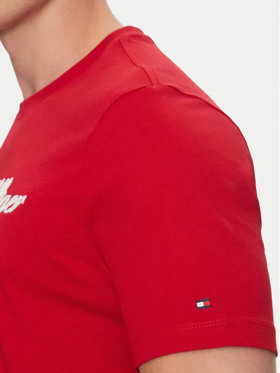 Футболка regular fit Script Logo Tommy Hilfiger, красный — фото 4