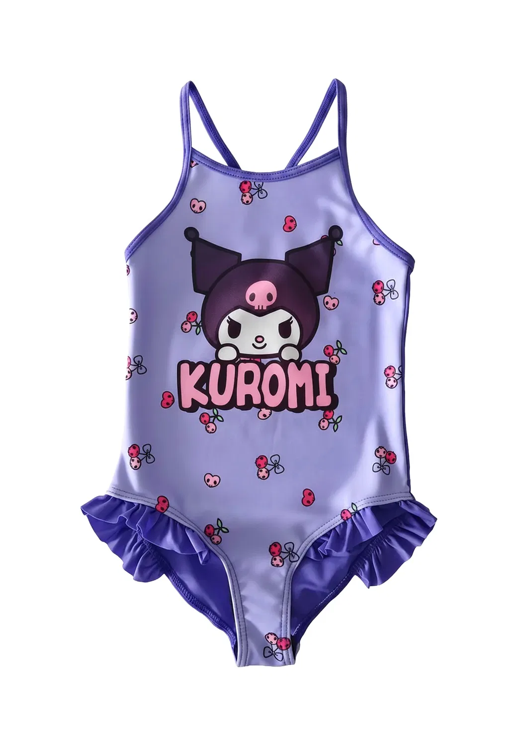 Kuromi badeanzug mit rüschen schwimmanzug einteiler - купальник Hello Kitty, Lila