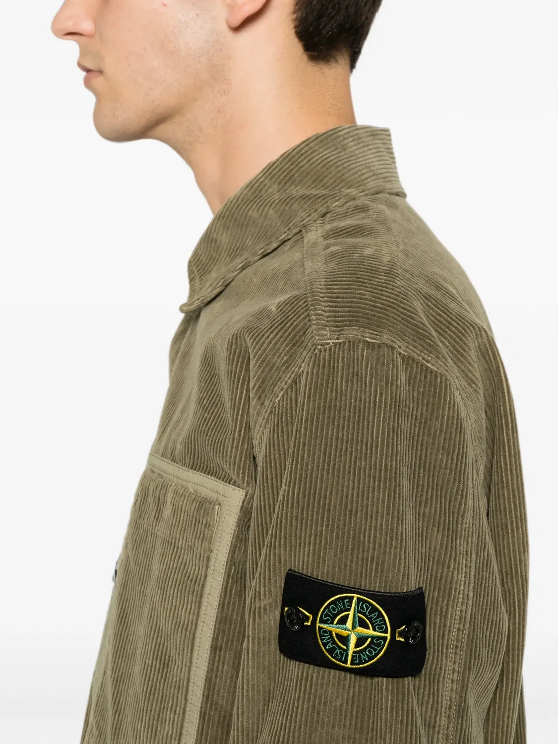 Вельветовая рубашка зеленого цвета Stone Island, зеленый — фото 2