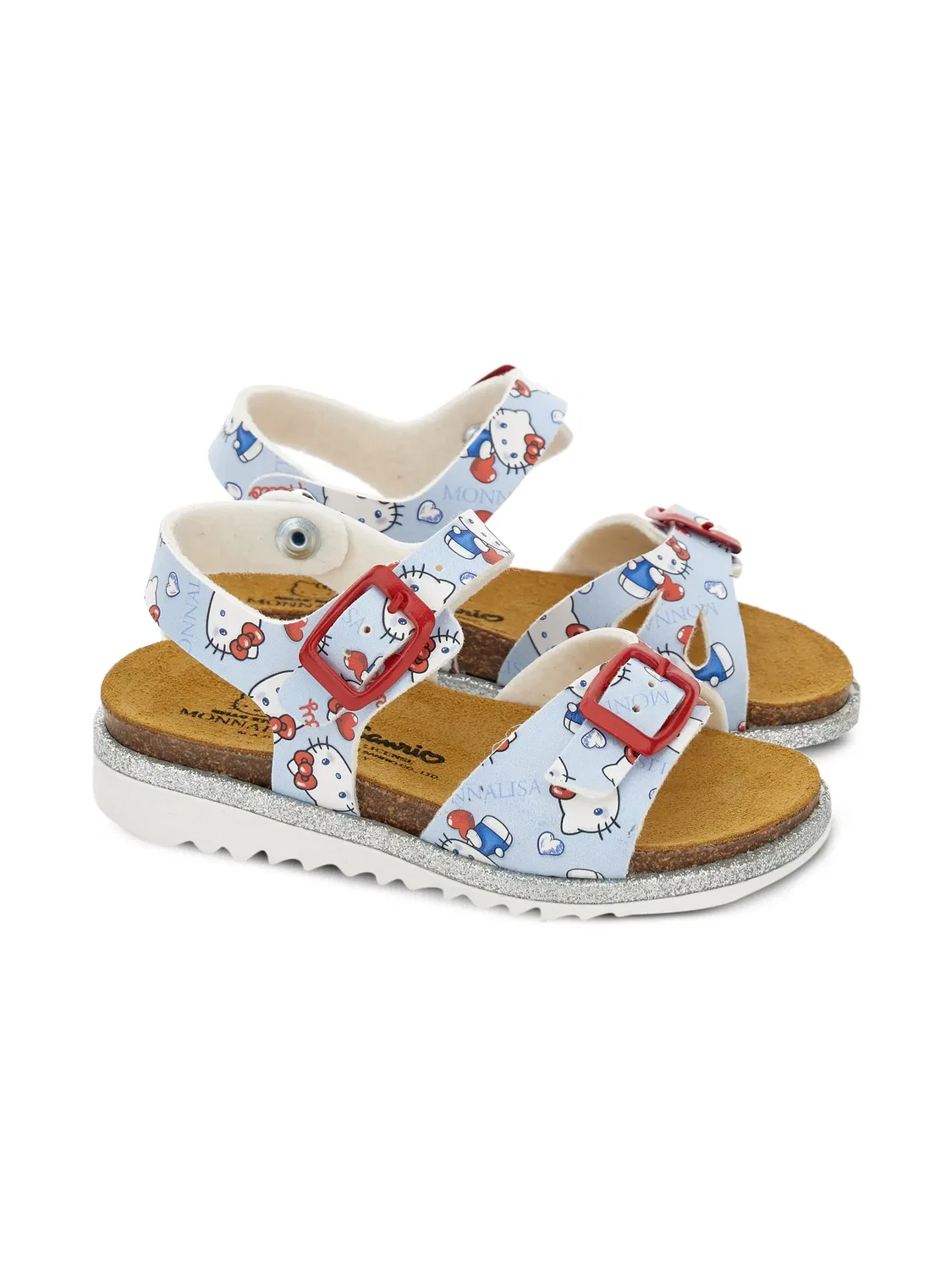 Сандалии с узором Hello Kitty и пряжкой Monnalisa, голубой