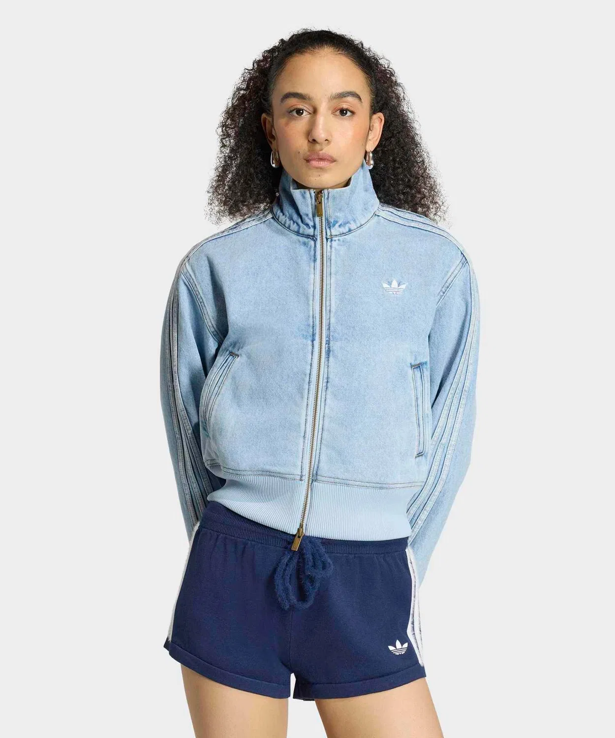 Женский джинсовый жакет с высоким воротником Firebird Denim Track Top Adidas, Blue — фото 2