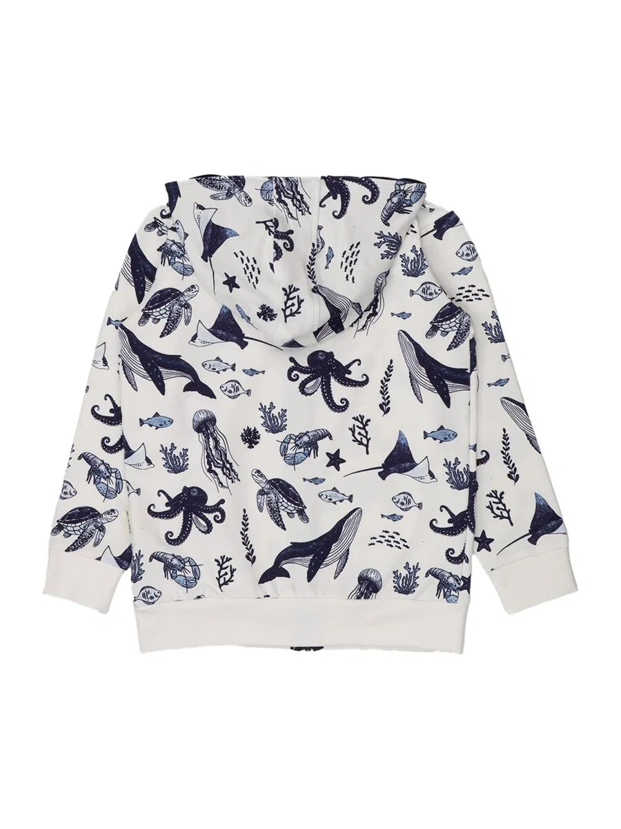 Толстовка на молнии Walkiddy 'Walkiddy - Underwater World Sweat Jacket' белого цвета — фото 2