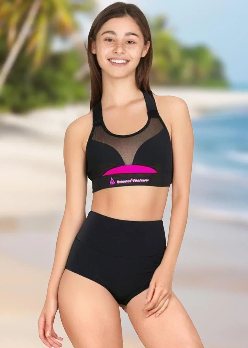 Детский раздельный купальник с принтом Kobi Aqua Sphere, Schwarz/Rosa