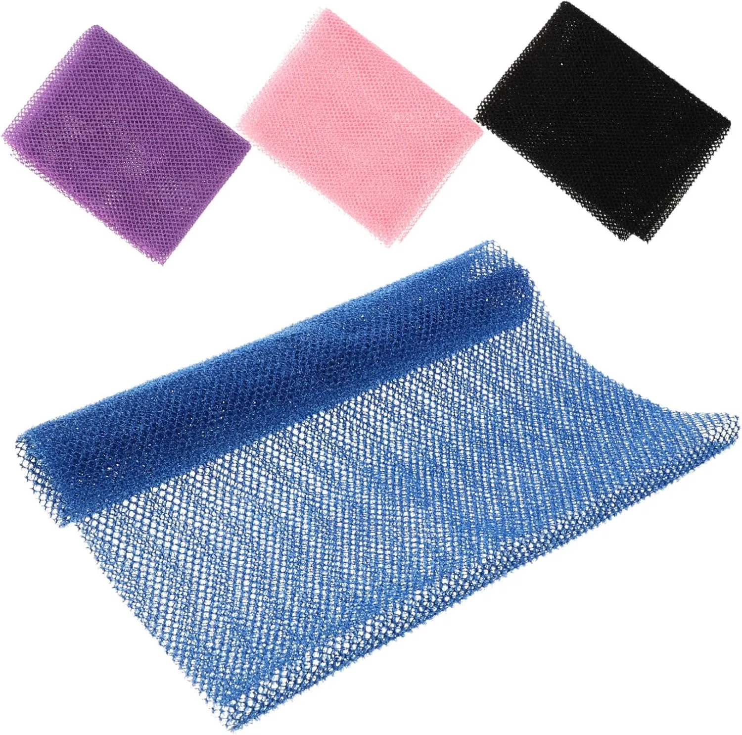 Скраб для тела Nylon, 4 шт, 80x30 см, PRETYZOOM, Синий, Черный, Розовый