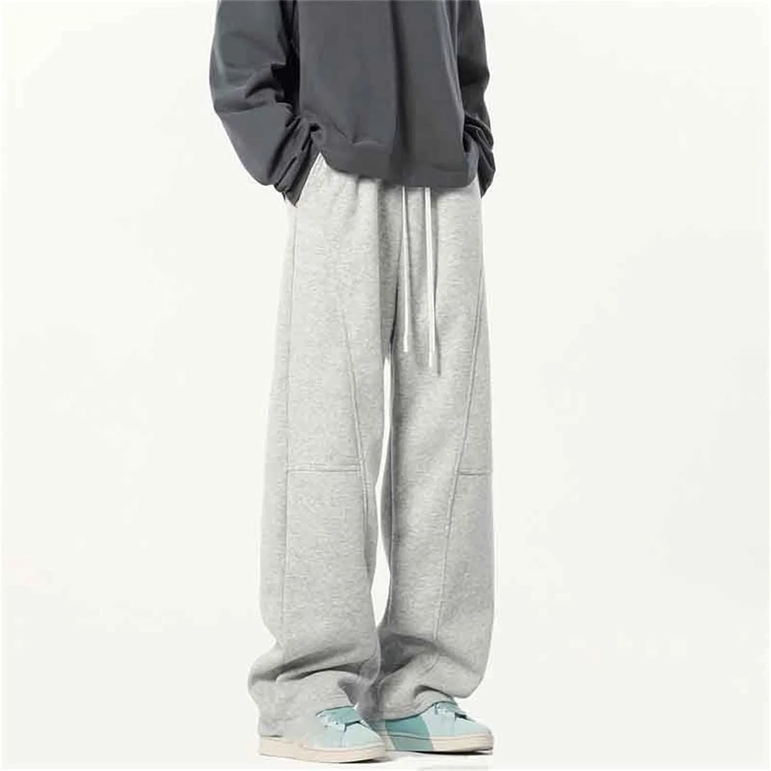 Мужские свободные спортивные штаны с прямыми штанинами, модель Baggy Sweatpants, серый — фото 3