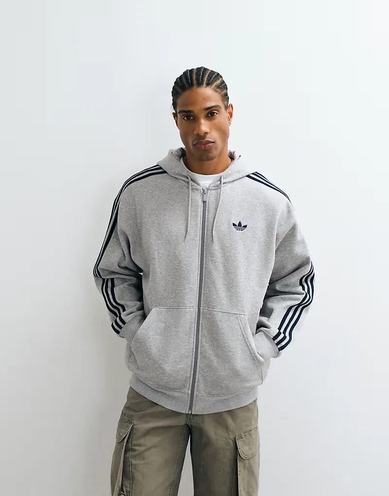 Толстовка Adidas Originals на молнии свободного кроя, серый