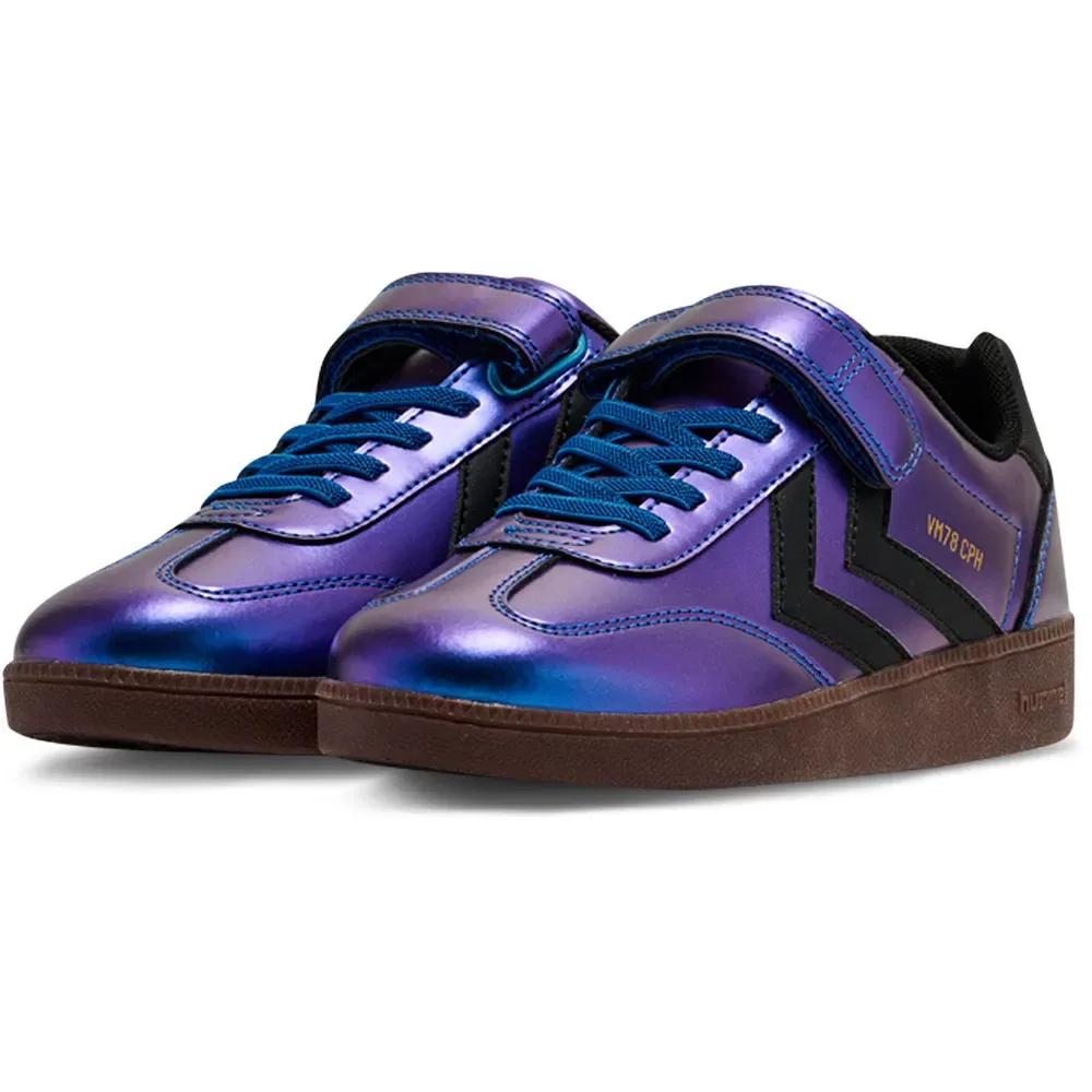 Детские кроссовки для девочек с металлическим эффектом VM78 CPH Metallic Hummel, Blue — фото 2