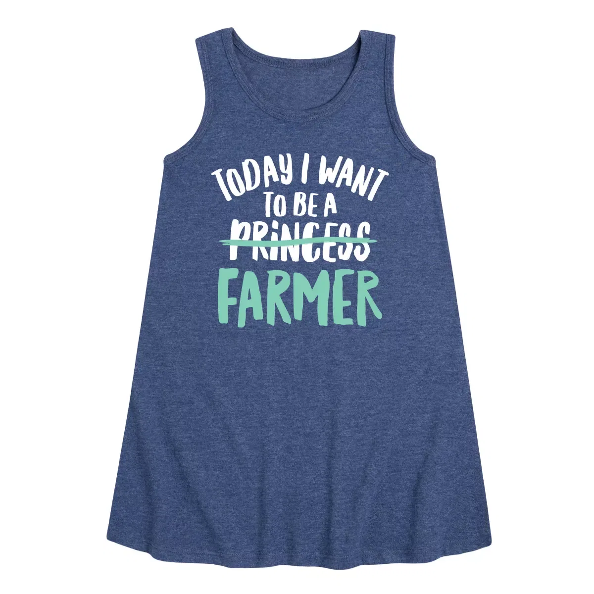 Детское платье-трапеция без рукавов для девочек Today I Want To Be A Farmer Instant Message, Heather Navy