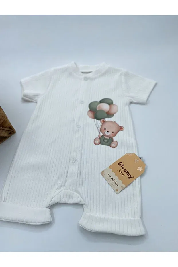 Детское боди-комбинезон для новорожденных с принтом Flying Balloon Teddy Bear Gleamy, White — фото 2