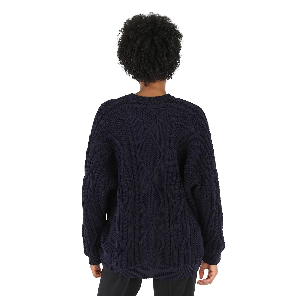 Женский джемпер с косами Burberry Ladies Ink Blue Cable Knit Open-Front Jumper, Ink Blue — фото 3