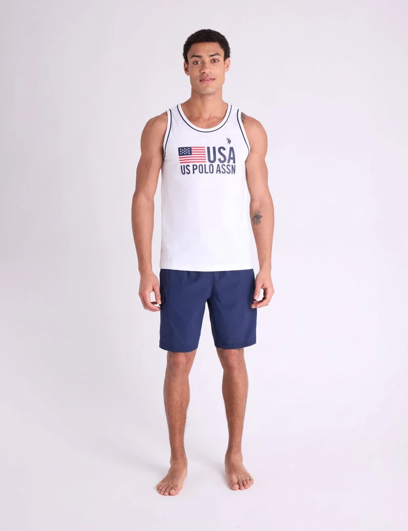 Мужские шорты для плавания U.S. Polo Assn. 8.5" Zip Cargo, темно-синий — фото 3