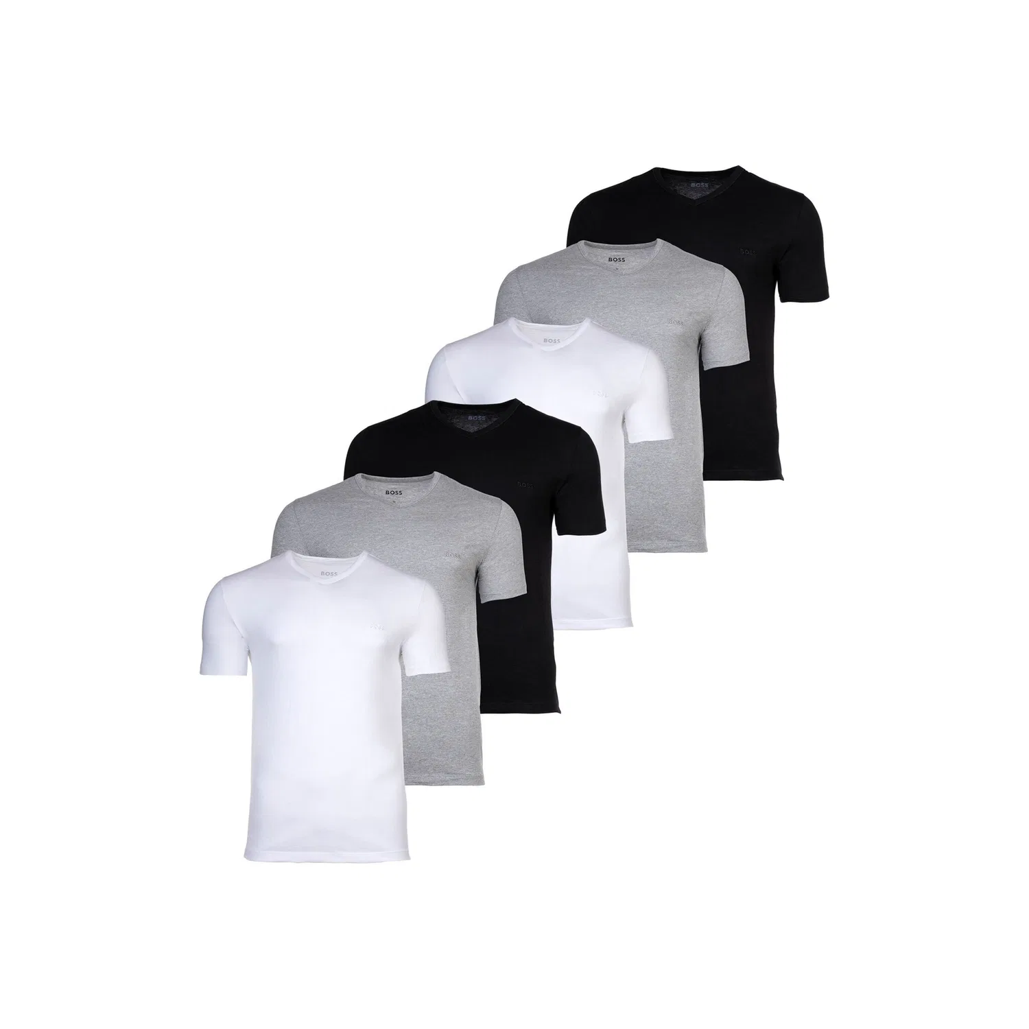 Мужские футболки с V-образным вырезом BOSS, White/Gray/Black