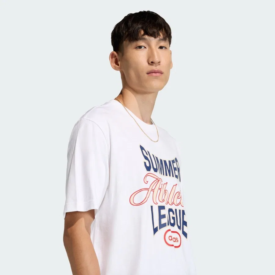 Футболка спортивная с принтом Summer League Varsity adidas, Белый — фото 4