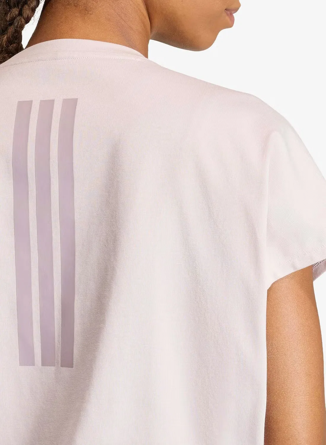 Футболка укороченная с принтом 3-Stripes power workout Adidas, голубой — фото 4