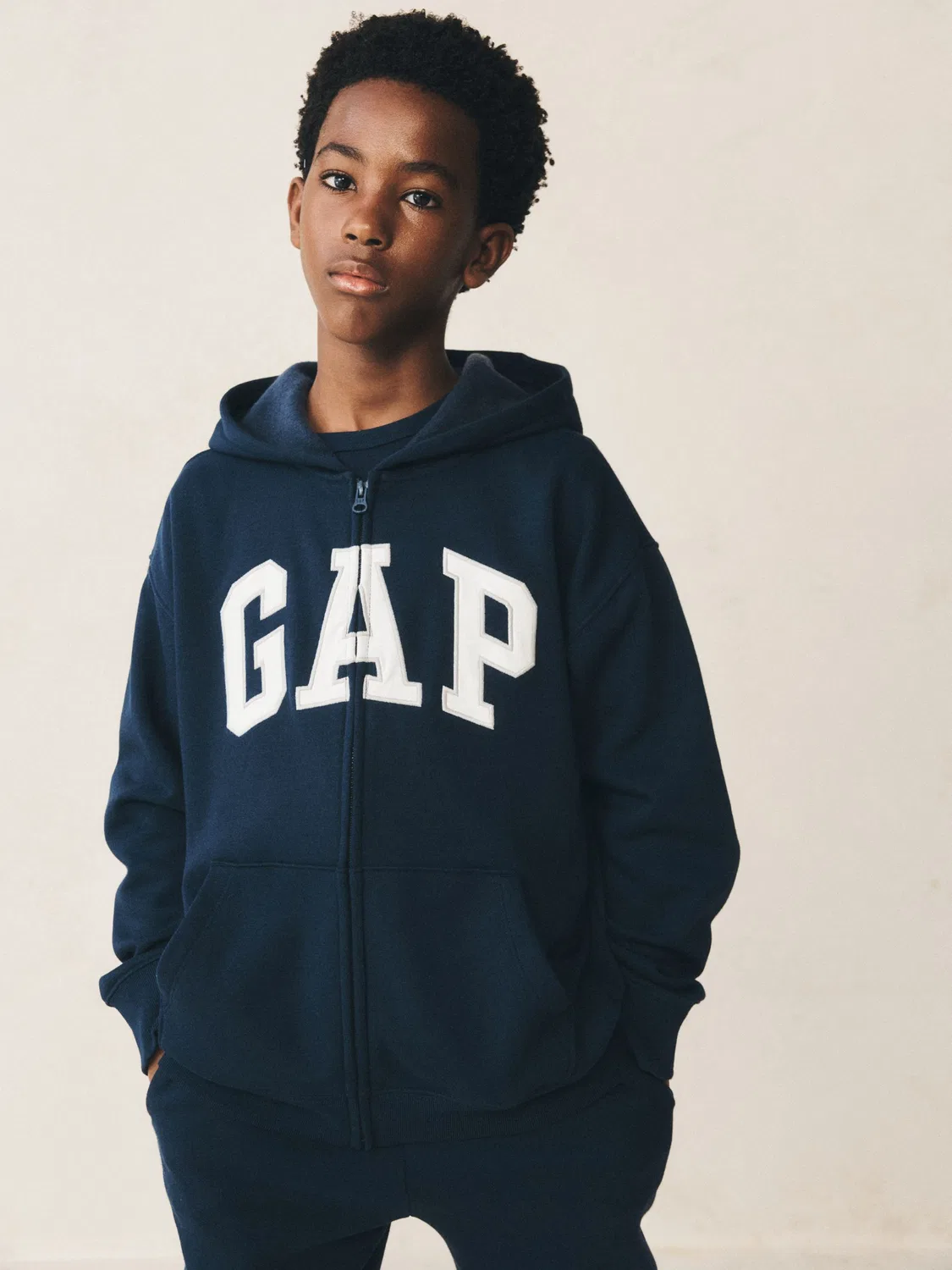Толстовка на молнии Relaxed Logo French Terry Gap, темно-синий