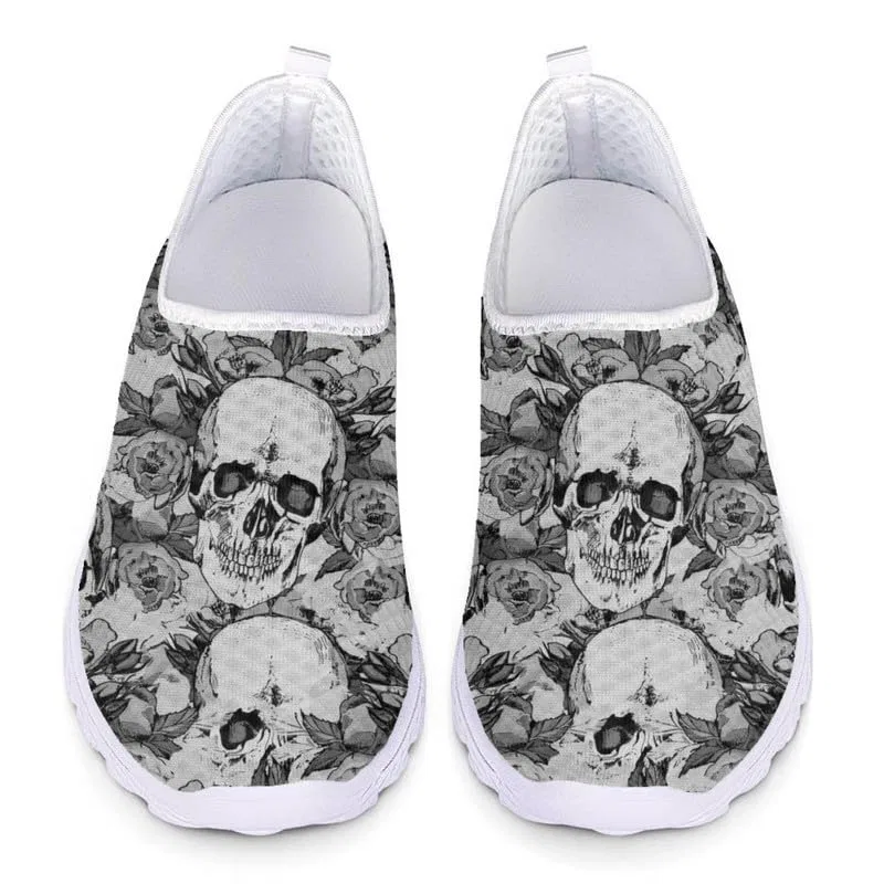 Детские кроссовки для девочек с принтом Flower Skulls Garronmavis, Retro Flower Skulls — фото 2