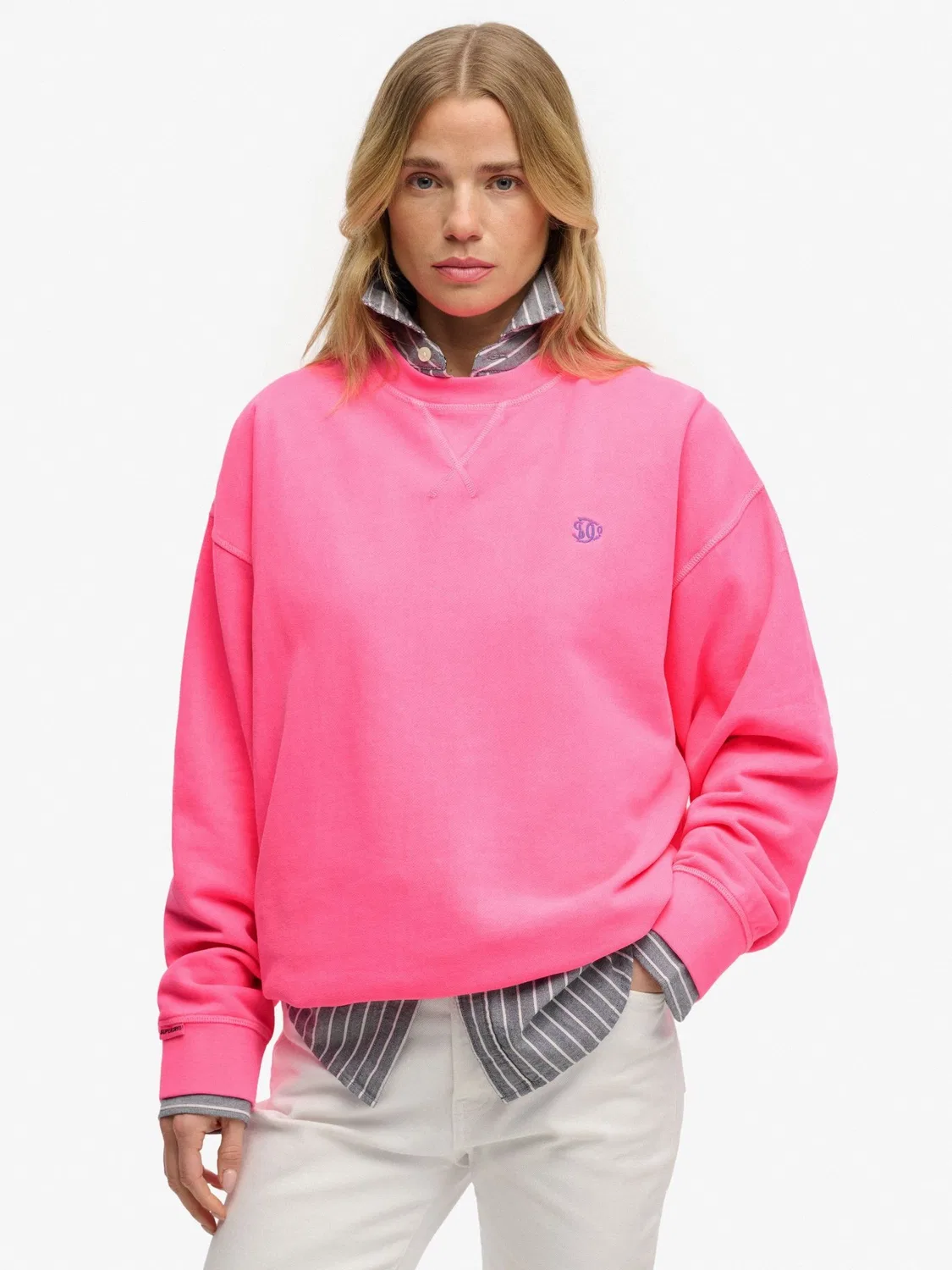 Свитшот с круглым вырезом Studios Relaxed Superdry, розовый