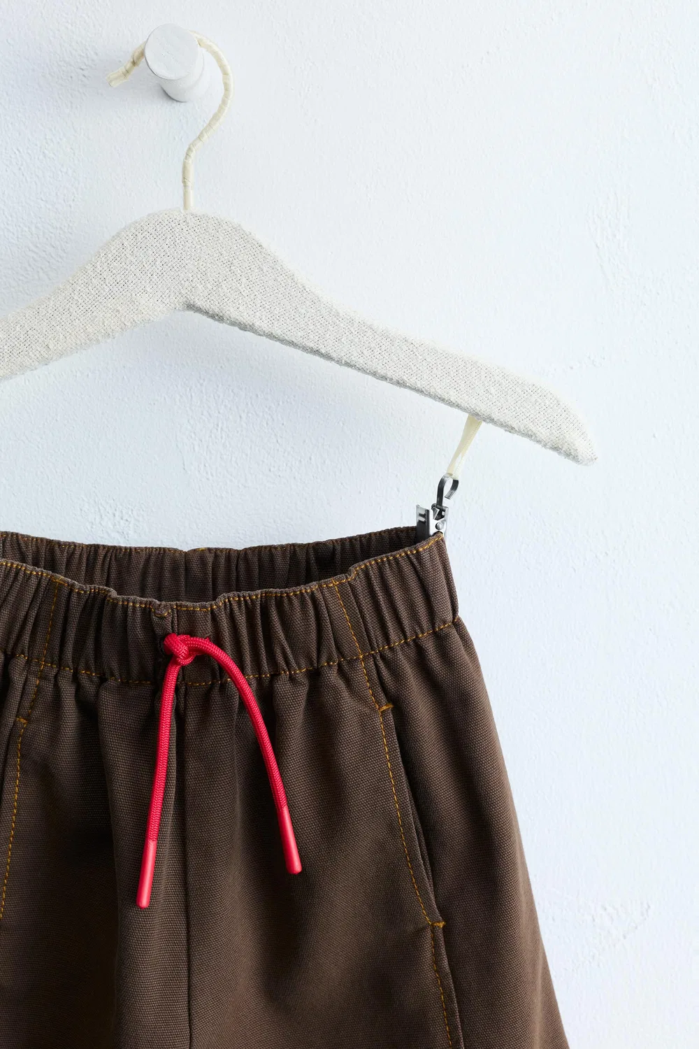 ZARA TIMELESS - Широкие брюки из канваса с контрастной строчкой, Brown — фото 3