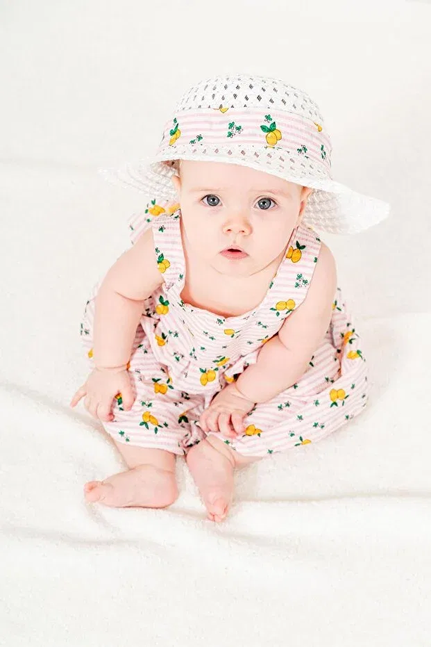 Детское платье для девочек с принтом Sweet Lemon Print Chicsy Baby, Cream — фото 3