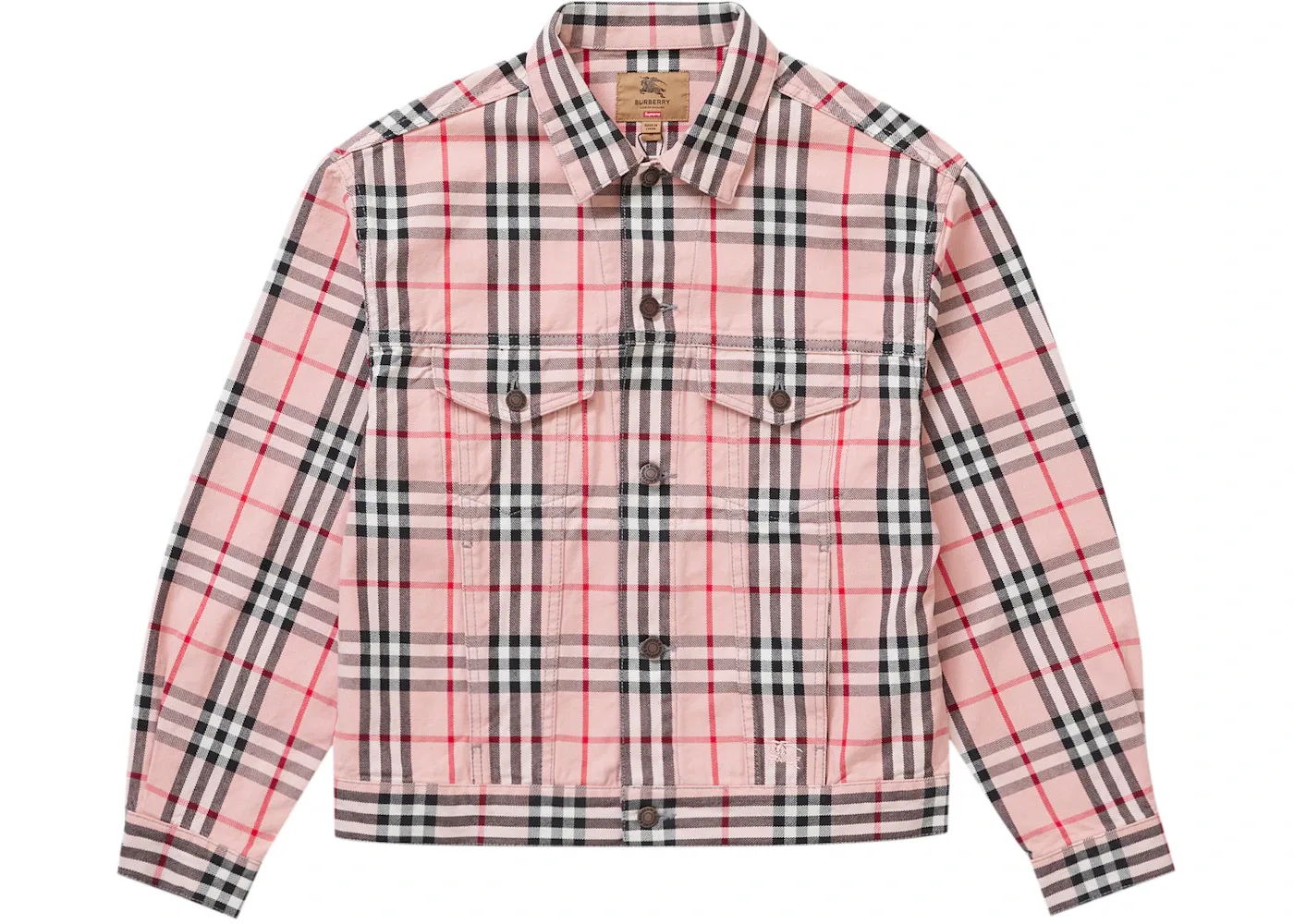 Мужская джинсовая куртка-тракер с принтом Supreme Burberry, Pink