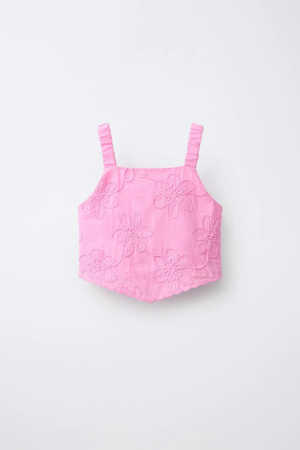 Топ с цветочной вышивкой ZARA, Mid-Pink