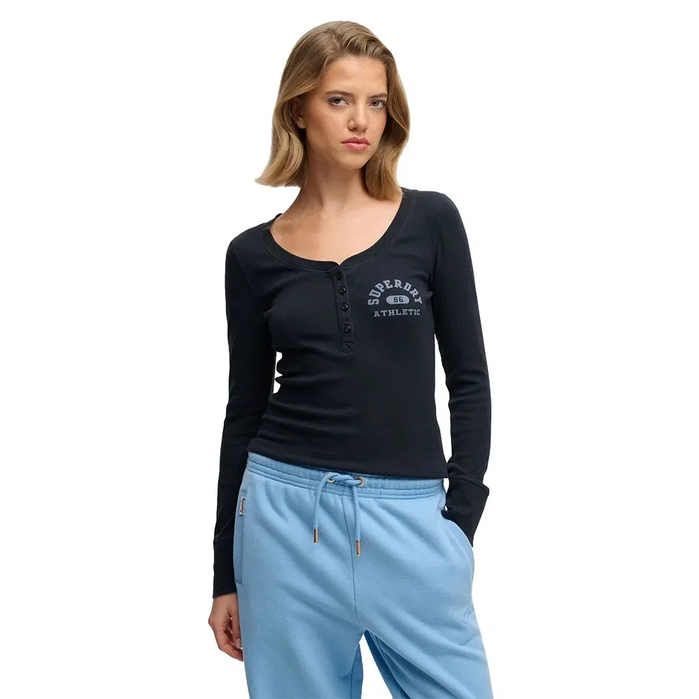 Футболка с длинным рукавом Athletic Button Down Superdry, синий