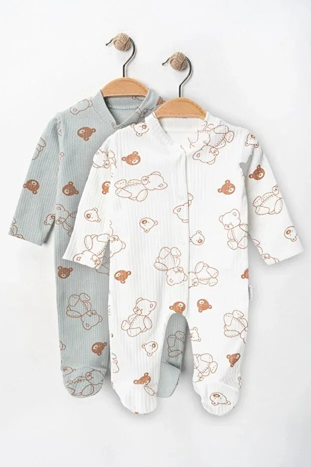 Детский комбинезон для мальчиков с принтом Teddy Bear Patterned 2-Piece Jumpsuit Set Teknotrust, Khaki