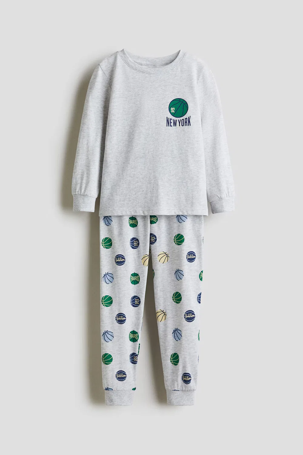 Пижама из трикотажа с узором H&M, Grau/New York