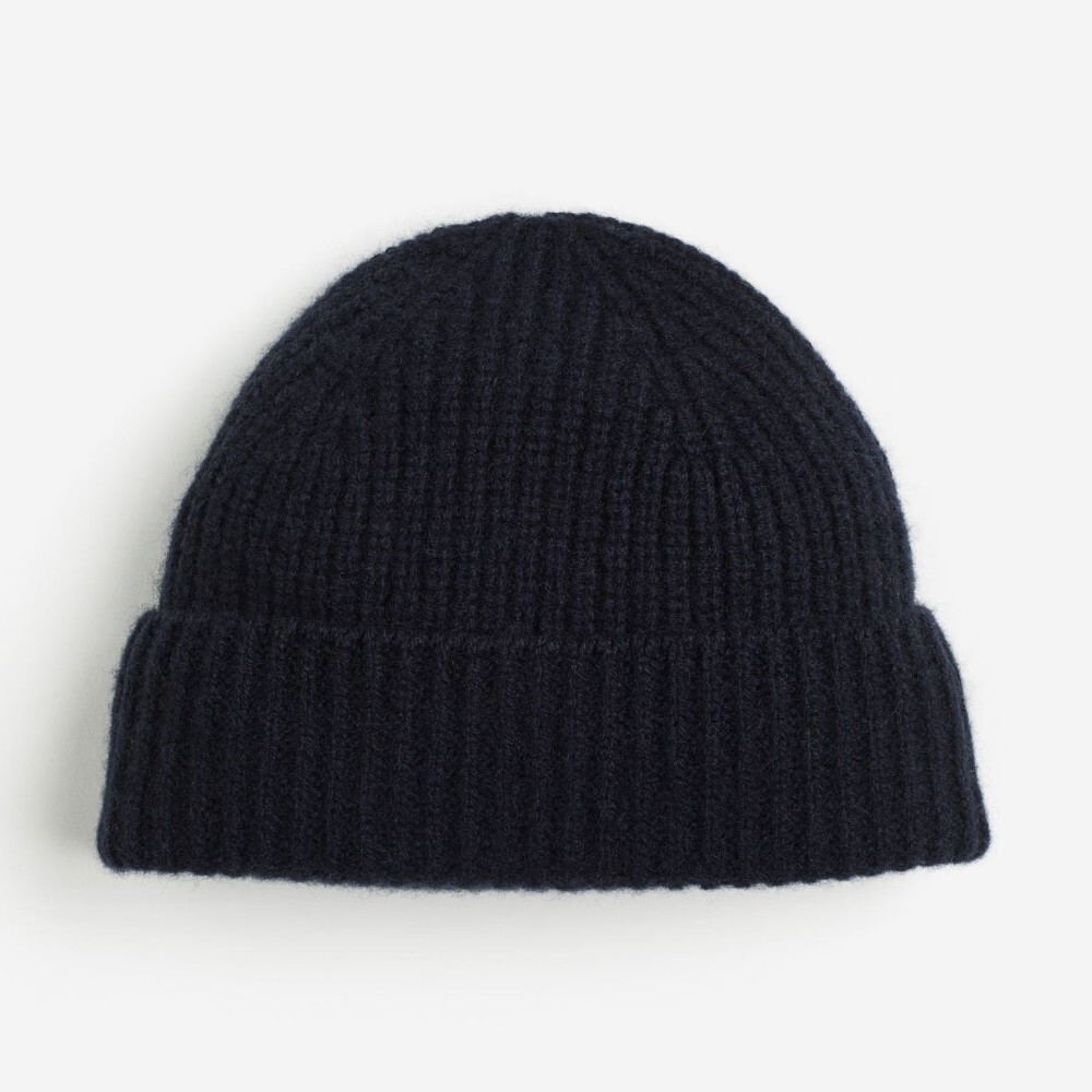 

Шапка H&M Rib-knit Cashmere, темно-синий