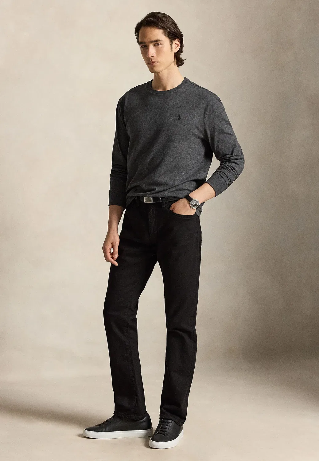 Облегающая трикотажная футболка с длинными рукавами Polo Ralph Lauren, Windsor Heather — фото 2