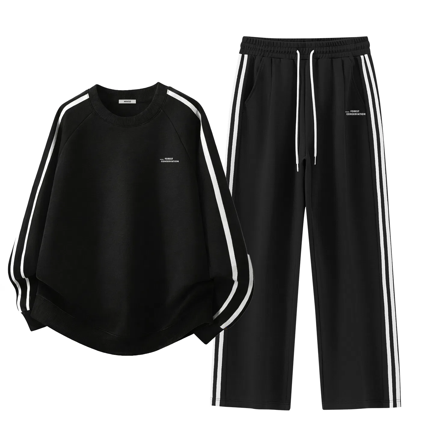 Детский комплект свитшотов 2 шт MINISO, Black+Black (Mb Forest White Pants Label)