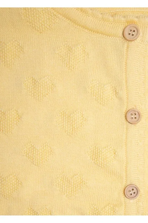 Детский кардиган для девочек хлопковый Organic knitwear knitted long sleeve yellow spring cardigan for little girls Ozmoz By Mukadder Özden, Yellow — фото 3