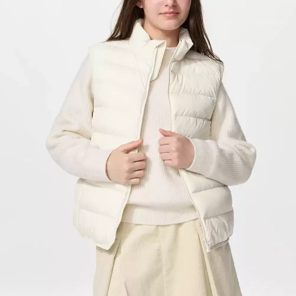 Детский жилет с воротником-стойкой UNIQLO, Ivory — фото 3