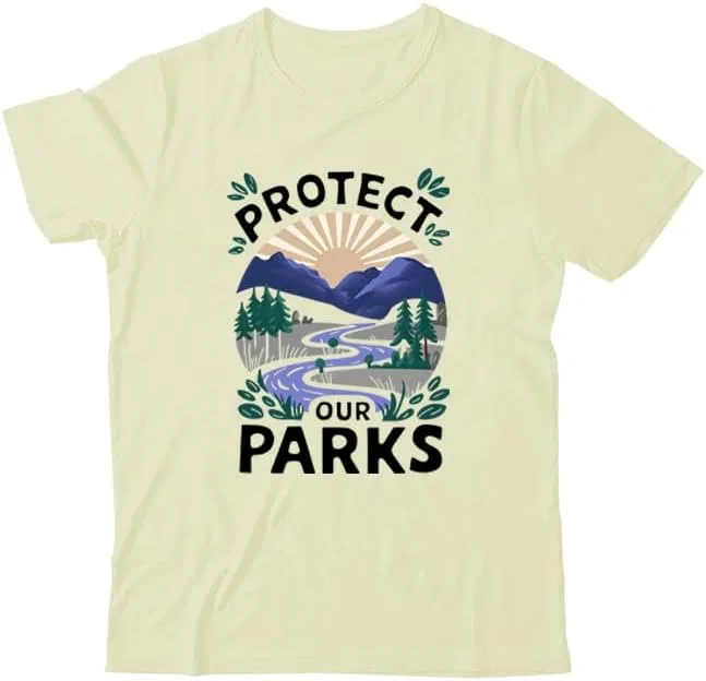 Мужская футболка с принтом Protect Our Parks, Creamy Yellow