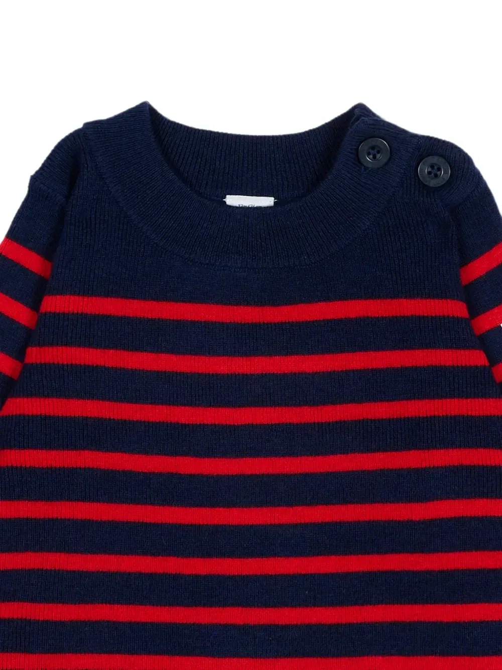 Полосатый джемпер с пуговицами Petit Bateau, синий — фото 3