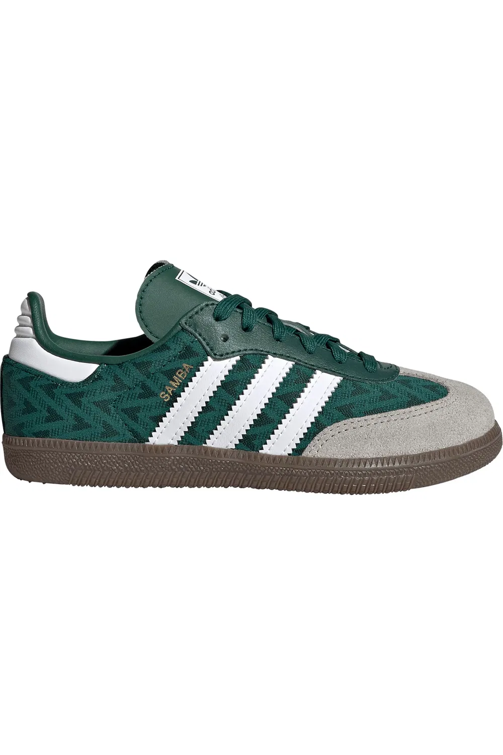 Детские кроссовки футбольные Samba OG adidas, Green/White/Gum — фото 3
