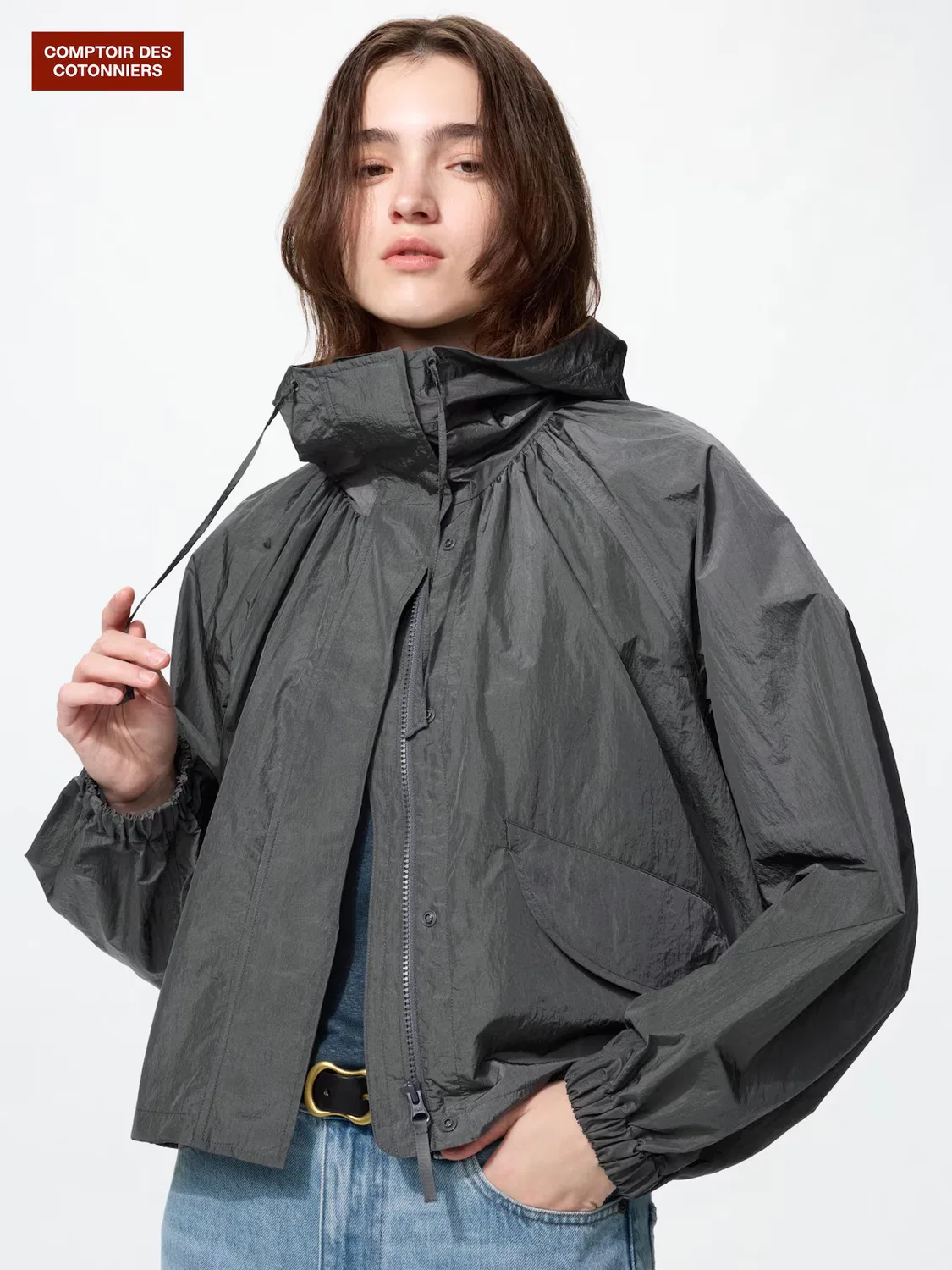 Куртка Uniqlo, универсальная парка, серый