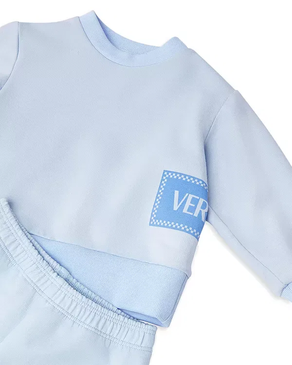 Детский комплект из футера с принтом Versace, Newborn Blue — фото 3