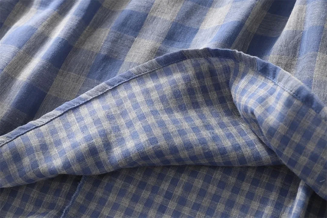 Женское платье-макси A-line с запахом, Blue Big Plaid — фото 2