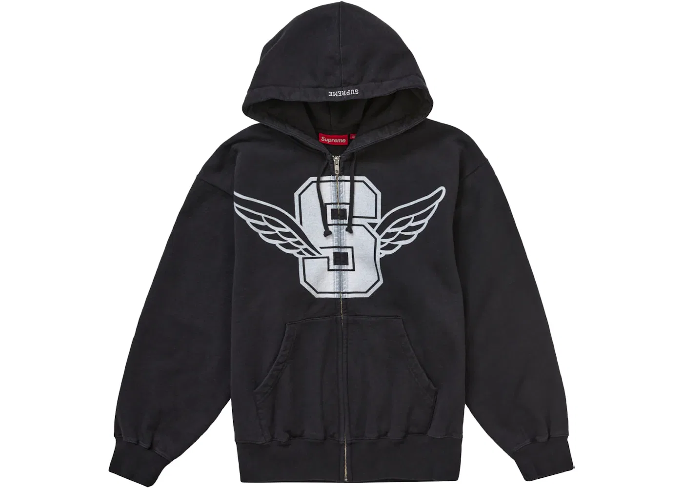 Мужская худи на молнии Supreme Wings Zip Up Hooded Sweatshirt Supreme, Black
