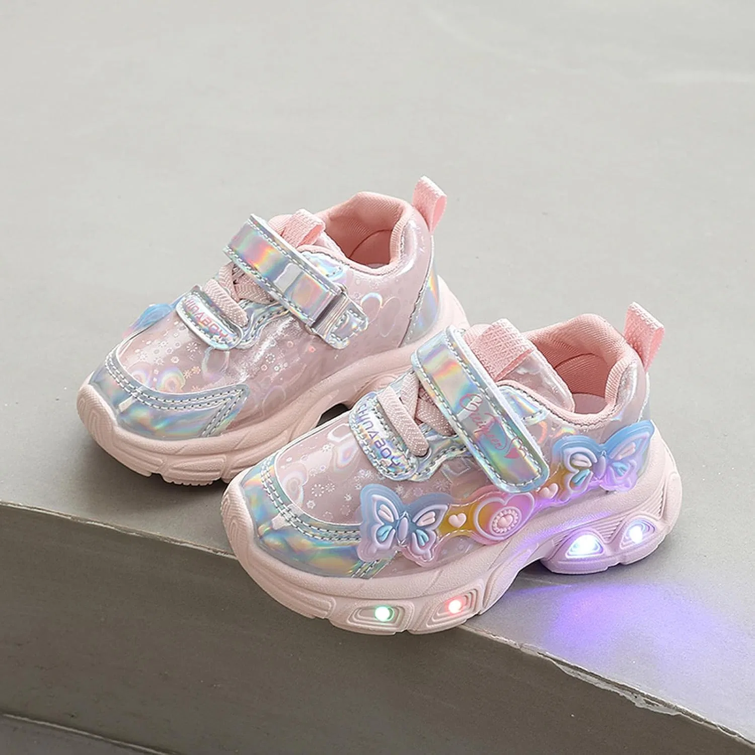 Детские дышащие кроссовки с широким носком для мальчиков и девочек, Pink — фото 2
