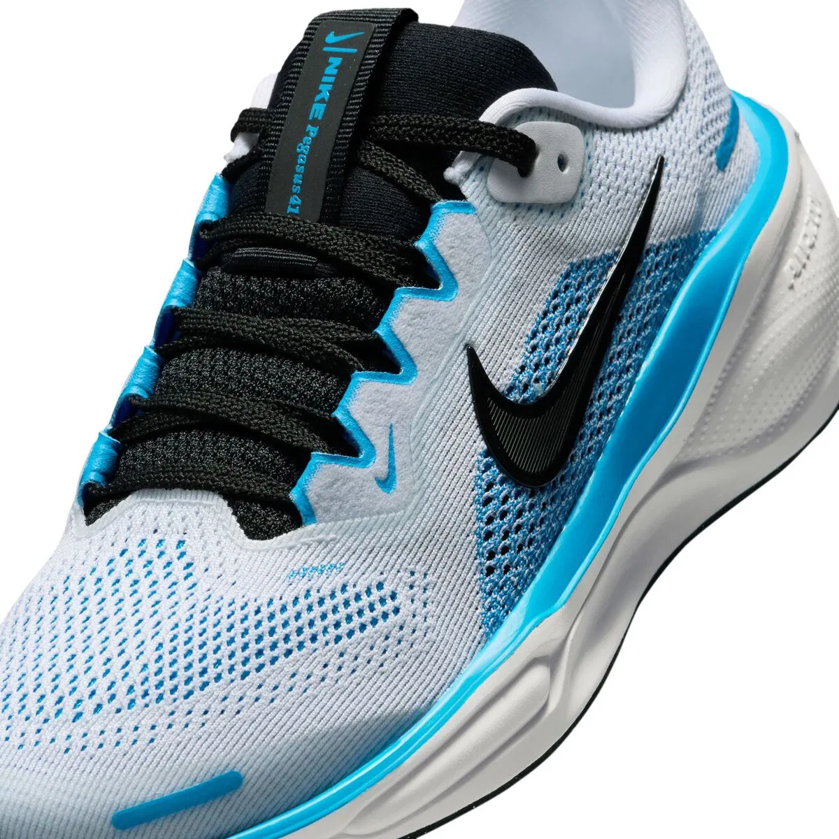 Детские кроссовки для бега с амортизацией Pegasus 41 Nike, White/Black-Blue Hero — фото 3