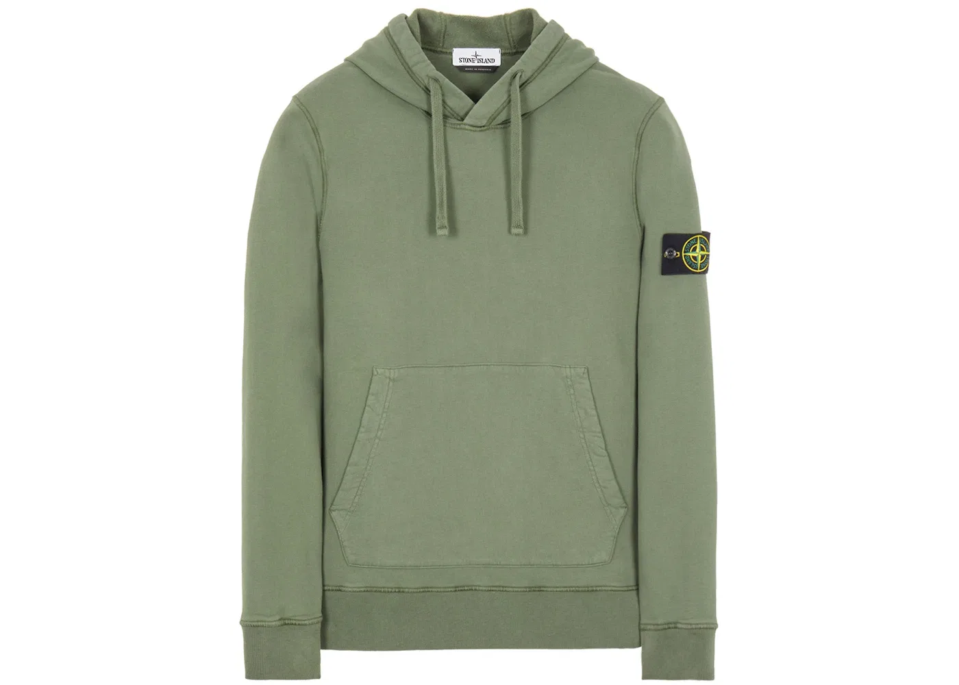 Мужская худи из ворсистого хлопкового футера Hoodie Stone Island, Sage
