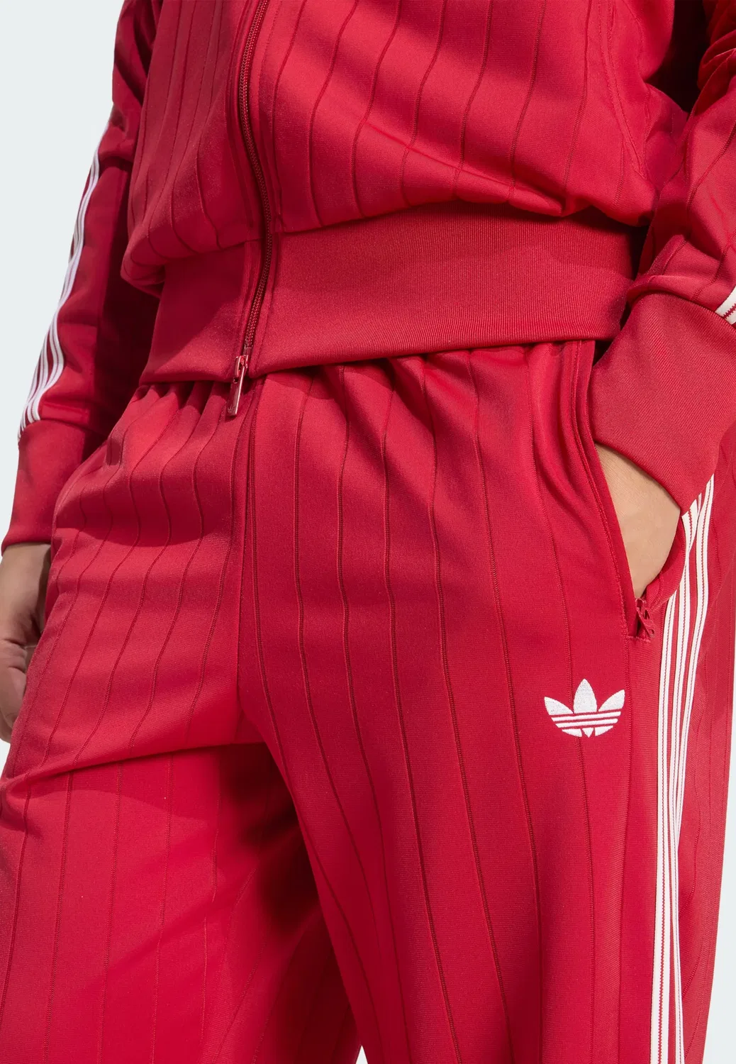 Брюки Adidas Originals свободного кроя Firebird красного цвета — фото 4
