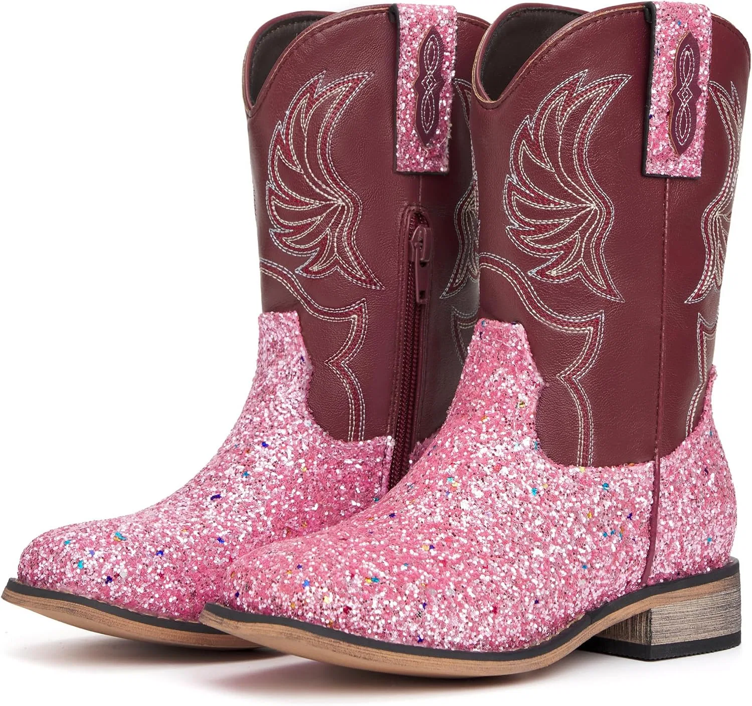 Детские сапоги для девочек с вышивкой vodvob, Pink Sequins — фото 2