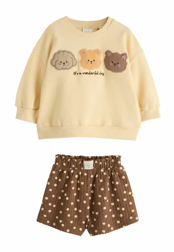 Комплект из свитшота и шорт с принтом Animals Next Chocolate Brown Bear, шоколадный