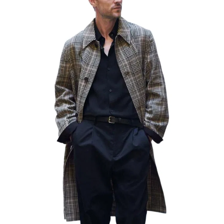 Мужское пальто с лацканами Brown ZARA, Brown