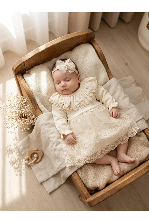 Детское кружевное платье для девочек Coolminies, Beige